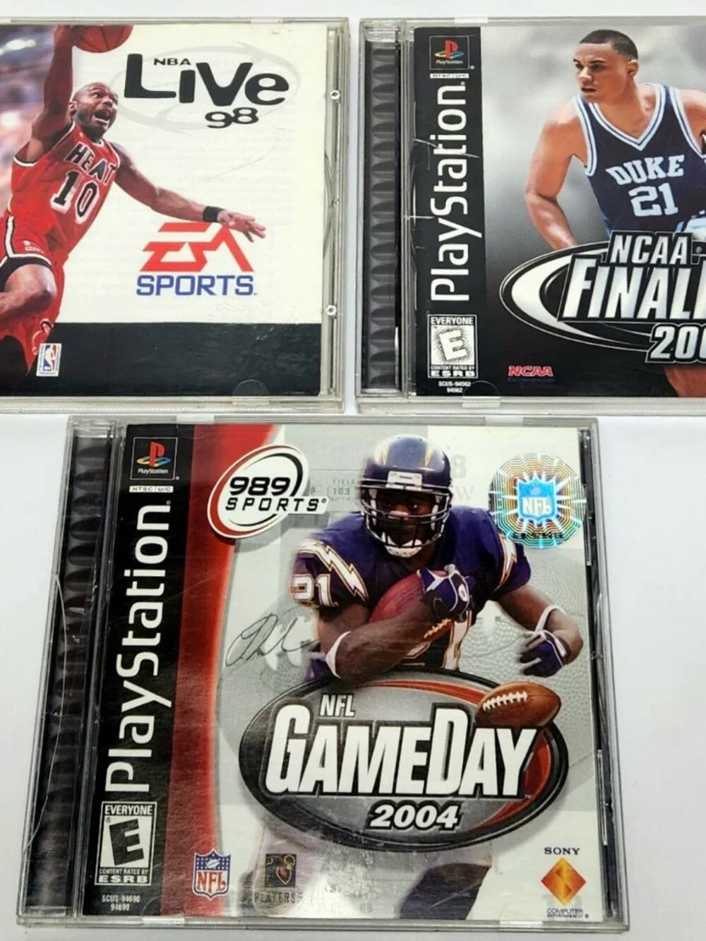 NBA Live 98, NCAA Final Four 2000, NFL GameDay 2004 PS1 CIB PlayStation 1 Bundle